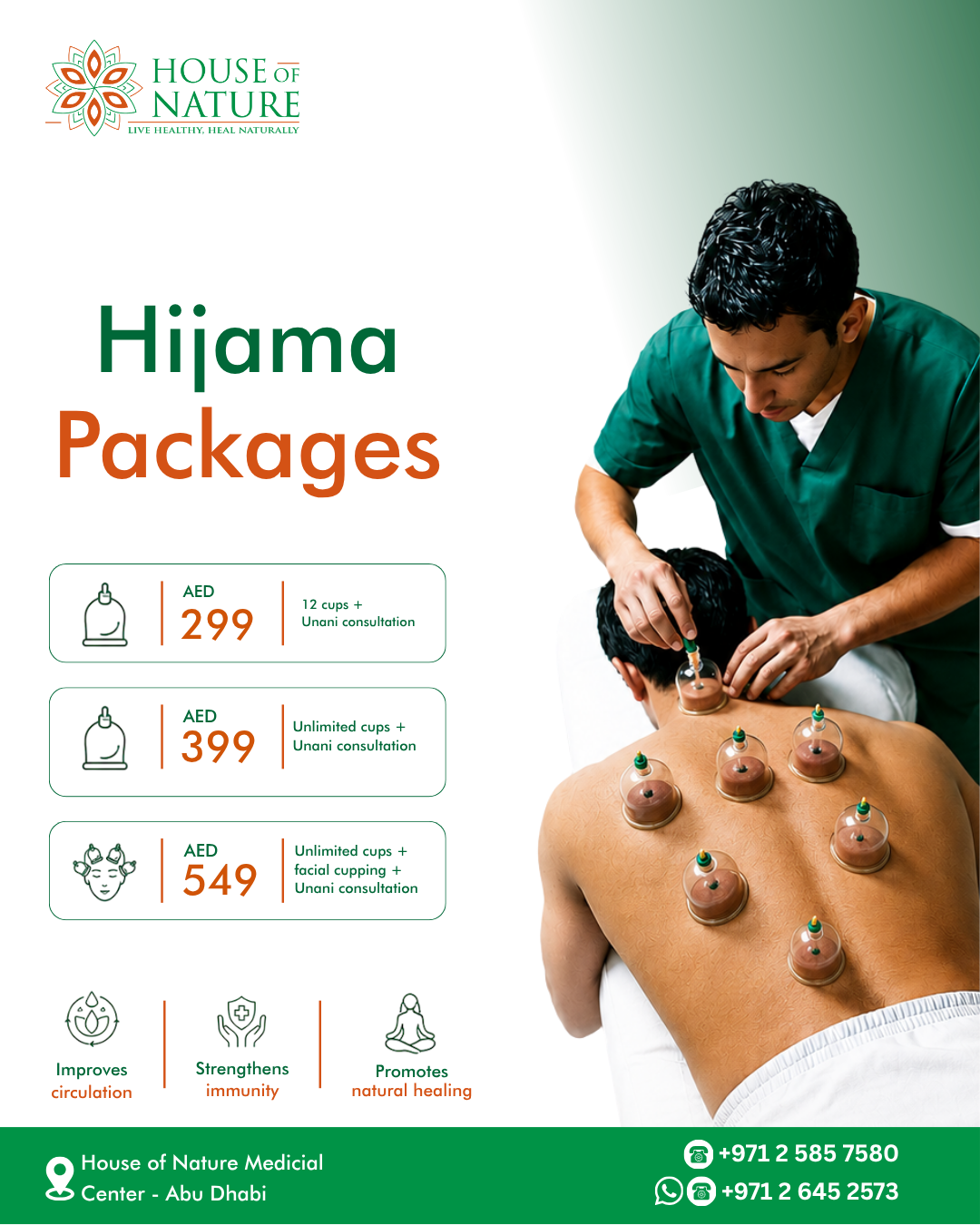 Hijama cupping therapy offer at House of Nature Medical Center