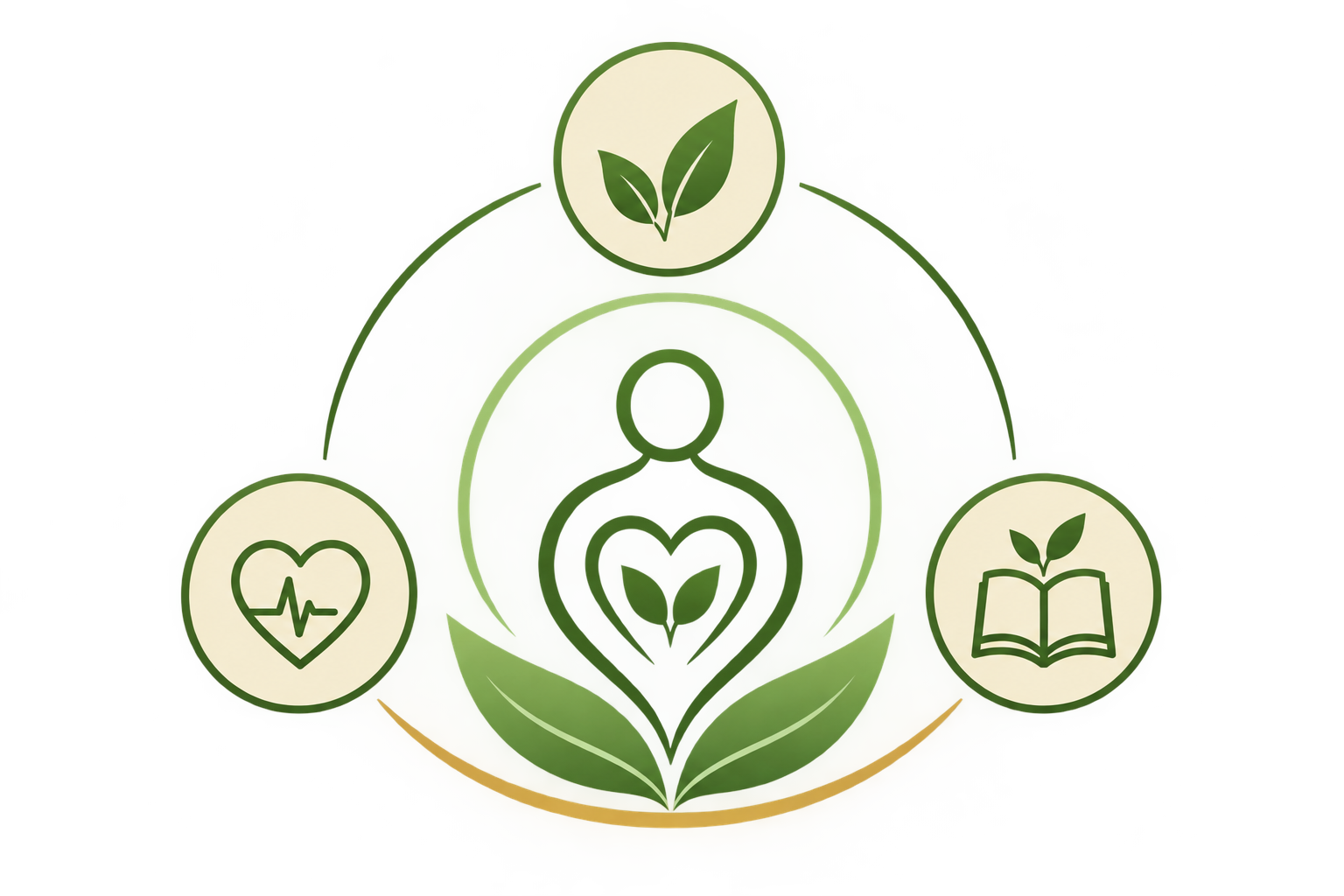 Eco health emblem with botanical icons representing the mission of House of Nature Medical Center in Abu Dhabi